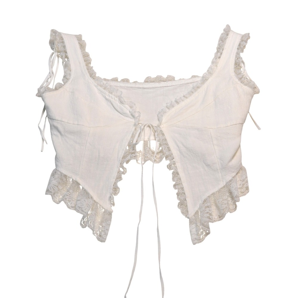 Unbranded White Lace Corset Crop Top Festival date night evening summer Coquette
